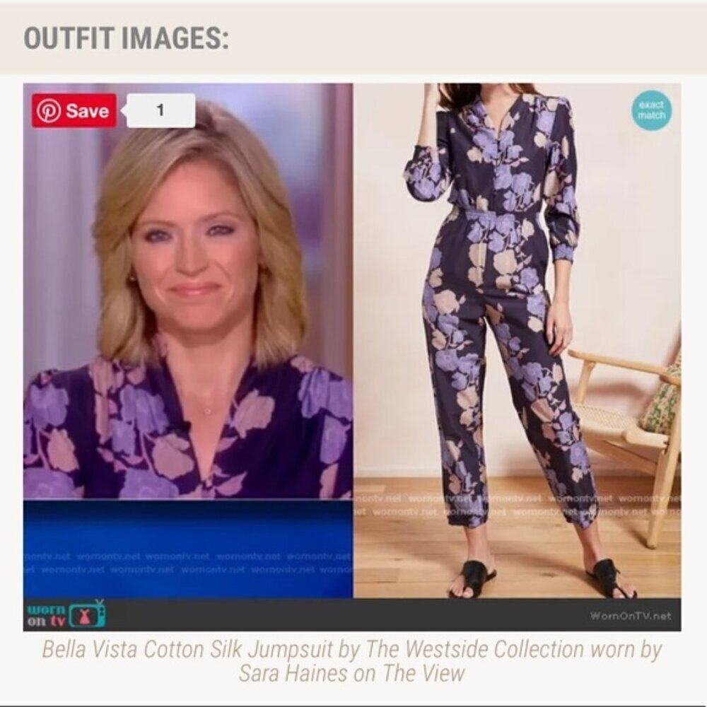 The Westside Brand Bella Vista Long Sleeve Silk Jumpsuit Floral Purple Size XS